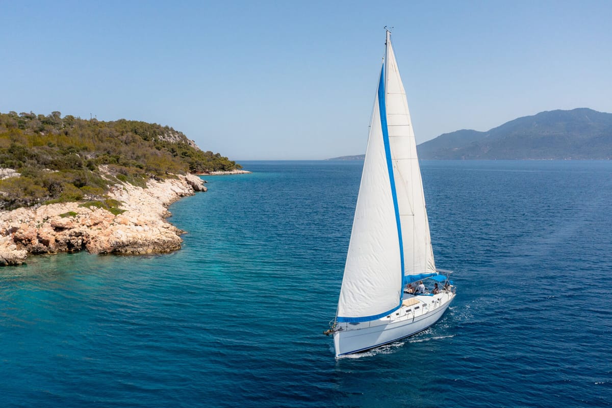 Exterior view of Zorba Cabin 1, a Beneteau Cyclades 50.5 sailboat at Aegina, Greece