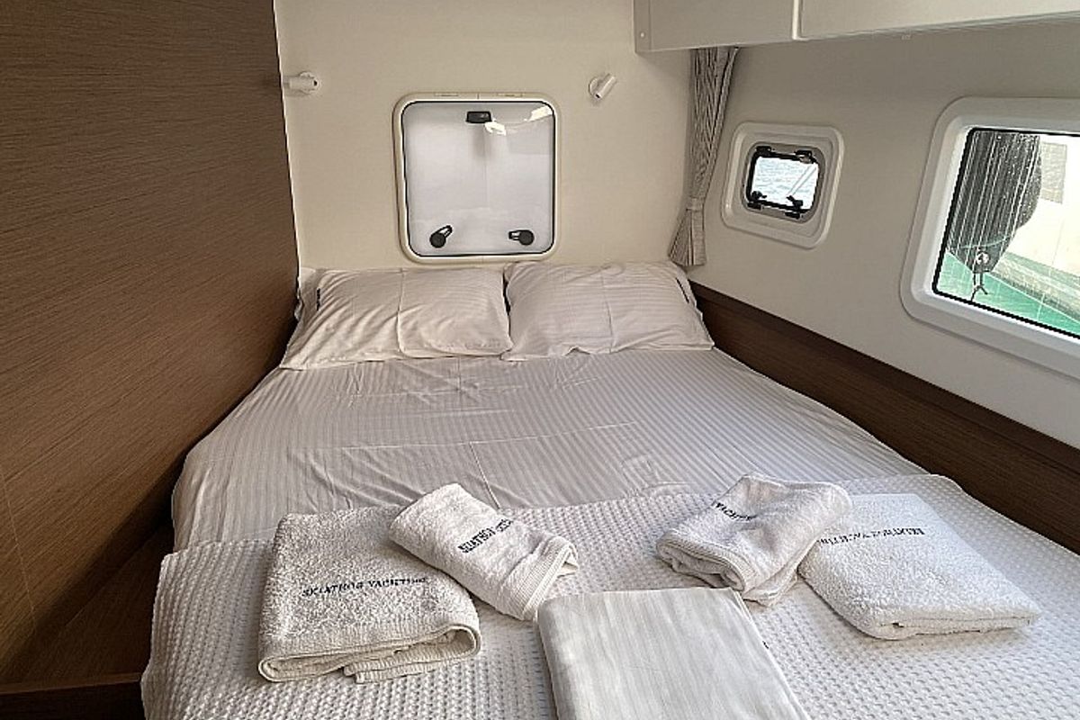 Cabin on Orsa, a Lagoon 42 catamaran at Skiathos, Greece