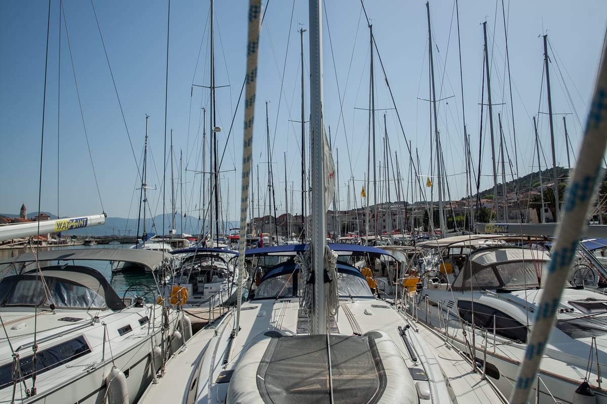 Deck of Summer Smile, a Bavaria Cruiser 51 sailboat at Split, Croatia