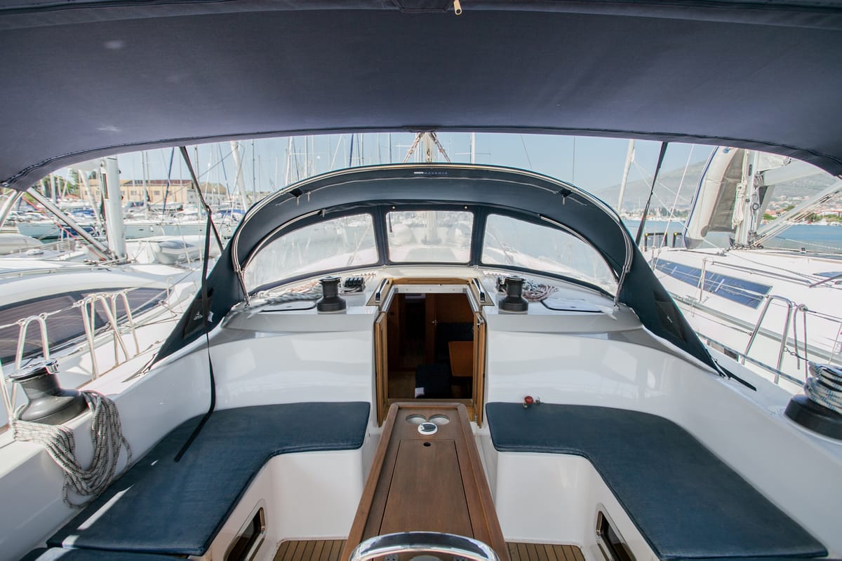 Cockpit of Summer Smile, a Bavaria Cruiser 51 sailboat at Split, Croatia