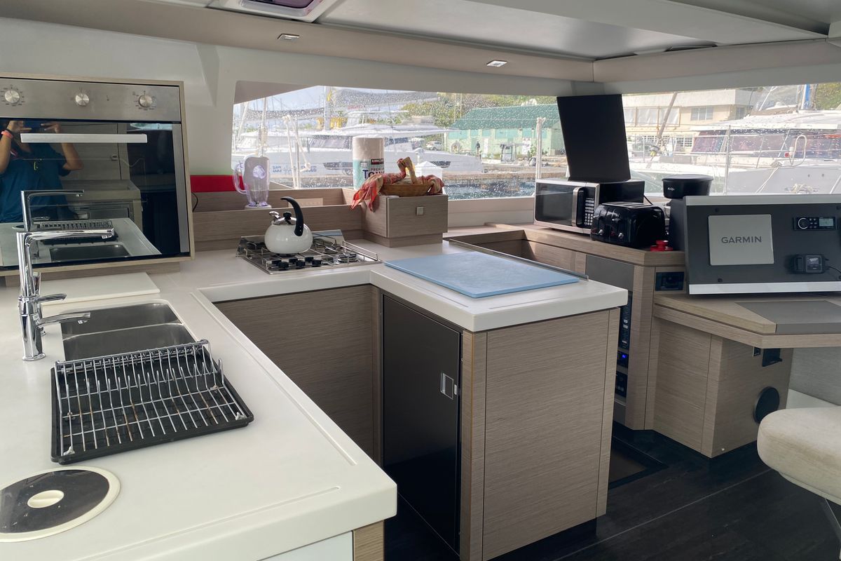 Galley of Love A Fayre, a Fountaine Pajot Astréa 42 catamaran at Road Town, British Virgin Islands