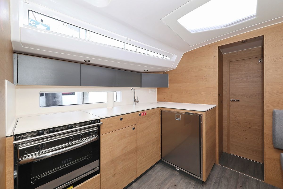 Galley of Bava, a Elan Impression 45 sailboat at Grad Biograd na Moru, Croatia