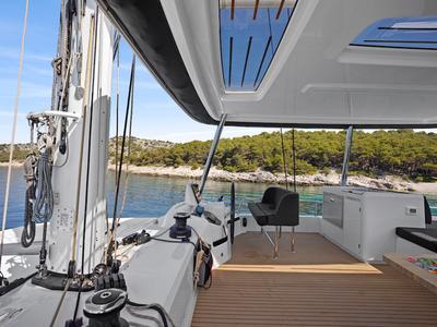 Cockpit of TIGA GRANDE, a Lagoon 55 catamaran at Grad Šibenik, Croatia