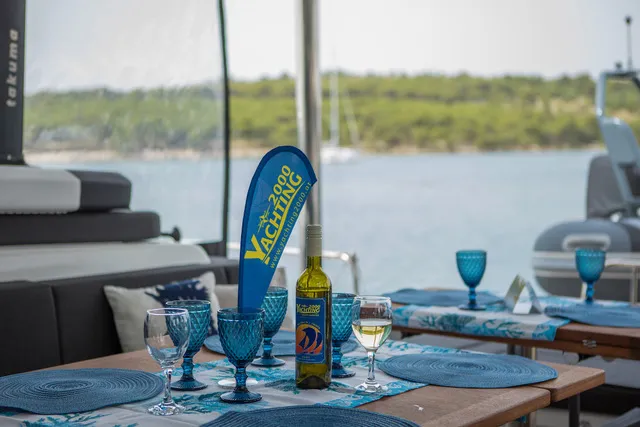 Deck of TIGA GRANDE, a Lagoon 55 catamaran at Grad Šibenik, Croatia