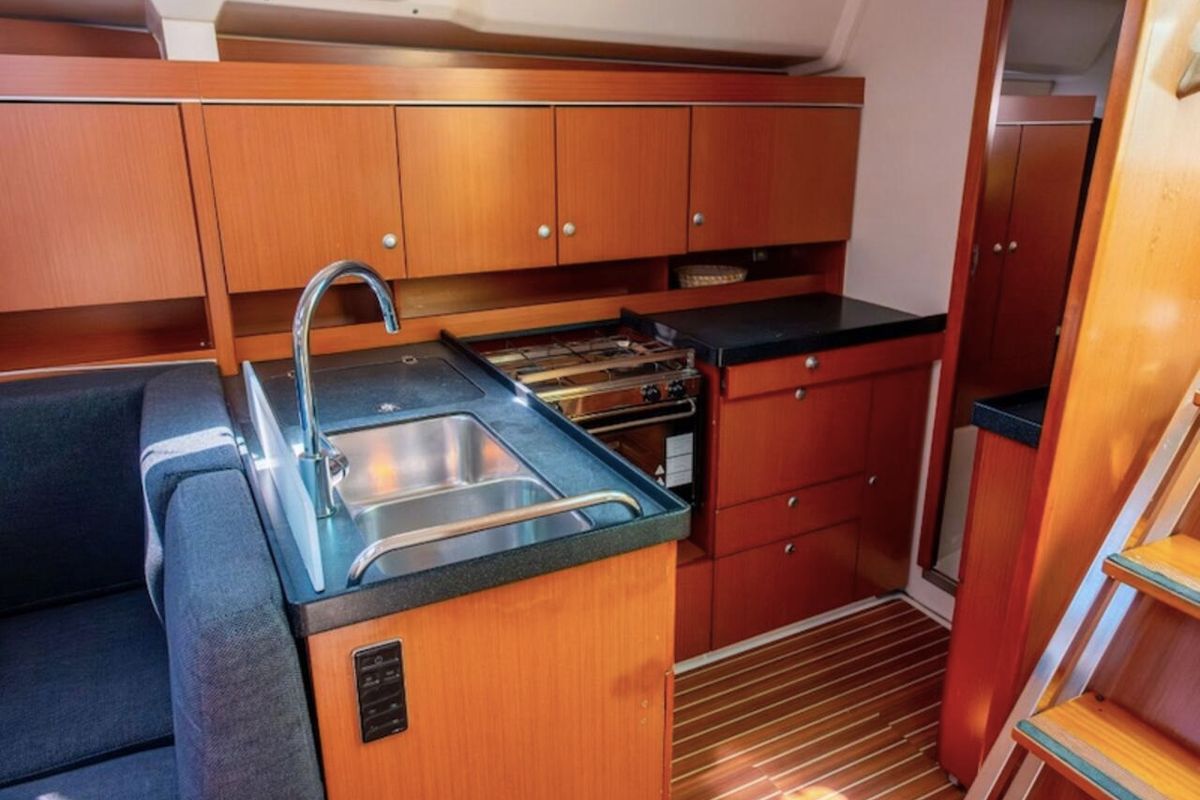 Salon of Pina, a Hanse Yachts Hanse 445 sailboat at Fethiye, Turkey