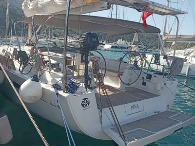 Cockpit of Pina, a Hanse Yachts Hanse 445 sailboat at Fethiye, Turkey