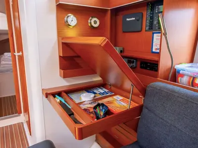 Salon of Pina, a Hanse Yachts Hanse 445 sailboat at Fethiye, Turkey