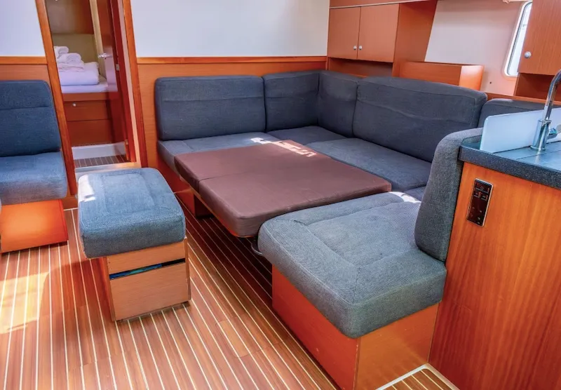 Salon of Pina, a Hanse Yachts Hanse 445 sailboat at Fethiye, Turkey