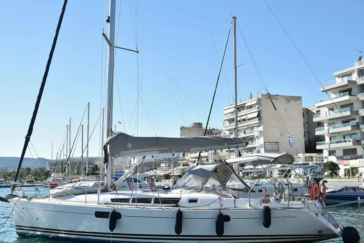 Exterior view of Eleni, a Jeanneau Sun Odyssey 44 i sailboat at Volos Municipality, Greece