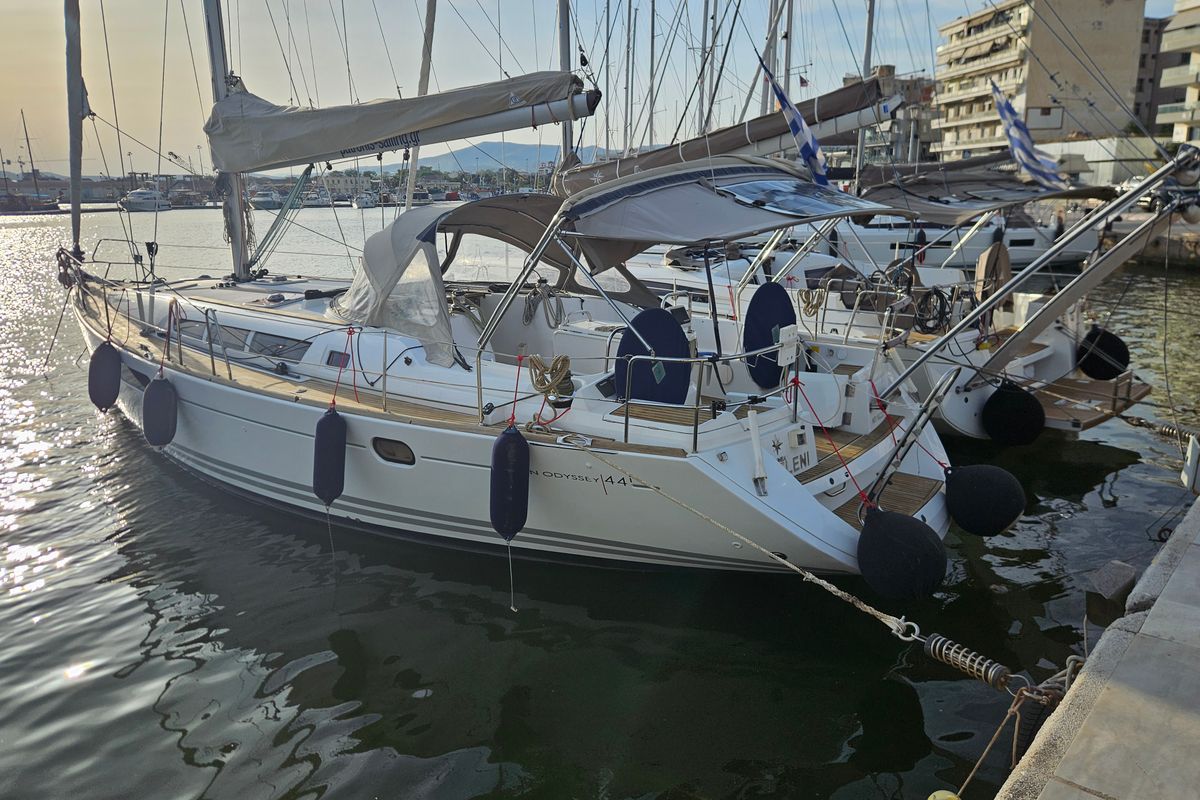 Exterior view of Eleni, a Jeanneau Sun Odyssey 44 i sailboat at Volos Municipality, Greece