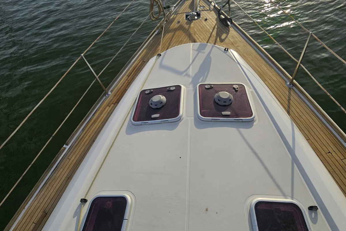 Deck of Eleni, a Jeanneau Sun Odyssey 44 i sailboat at Volos Municipality, Greece