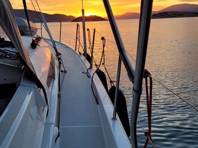 Deck of Loleta, a Jeanneau Sun Odyssey 440 sailboat at Municipal Unit of Lefkada, Greece