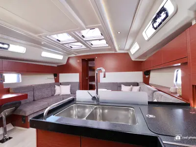 Galley of Bea, a Hanse Yachts Hanse 458 sailboat at Puntone di Scarlino, Italy