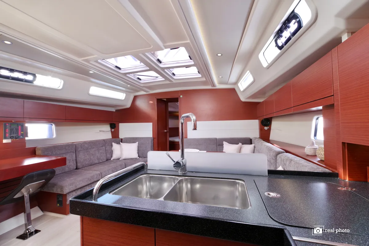 Galley of Bea, a Hanse Yachts Hanse 458 sailboat at Puntone di Scarlino, Italy