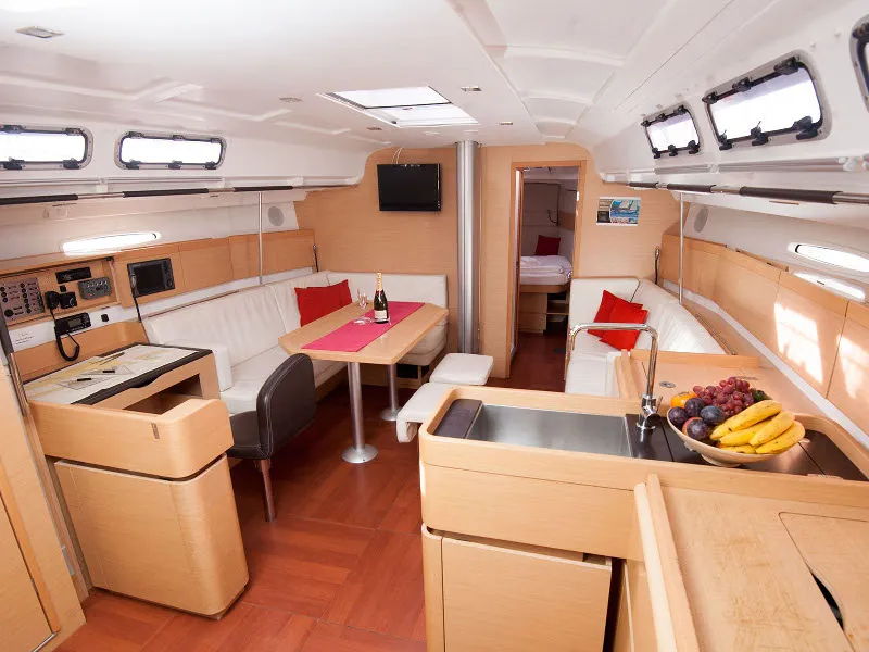 Salon of XENA, a Beneteau First 45 sailboat at Grad Kaštela, Croatia
