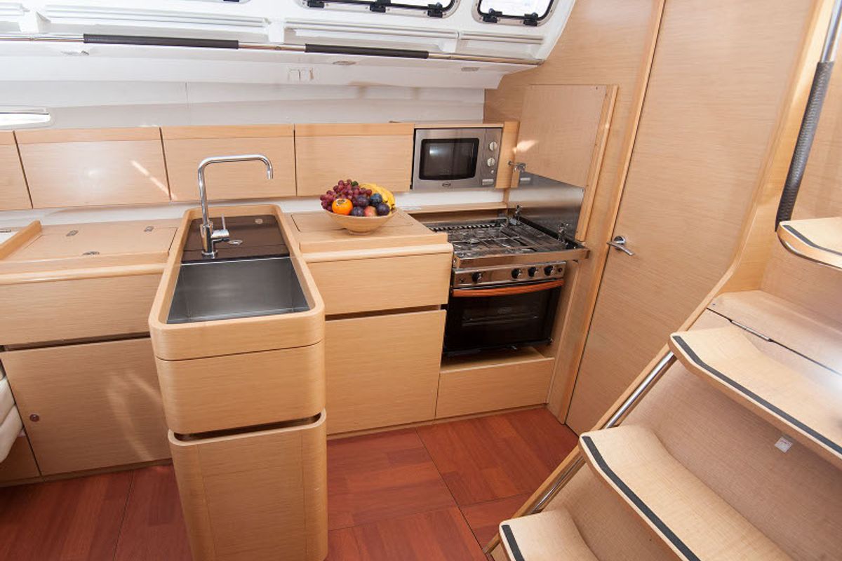 Galley of XENA, a Beneteau First 45 sailboat at Grad Kaštela, Croatia