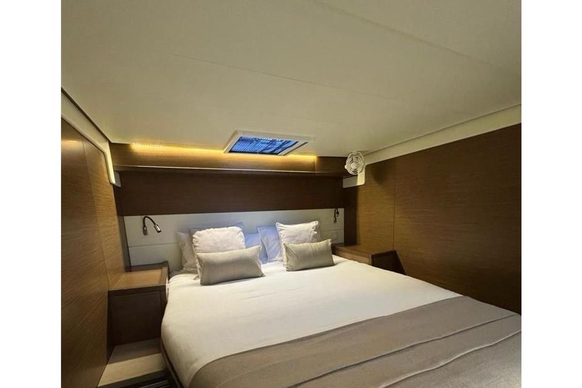 Cabin on DELUXE, a Lagoon 52F catamaran at Sant Antoni de Portmany, Spain