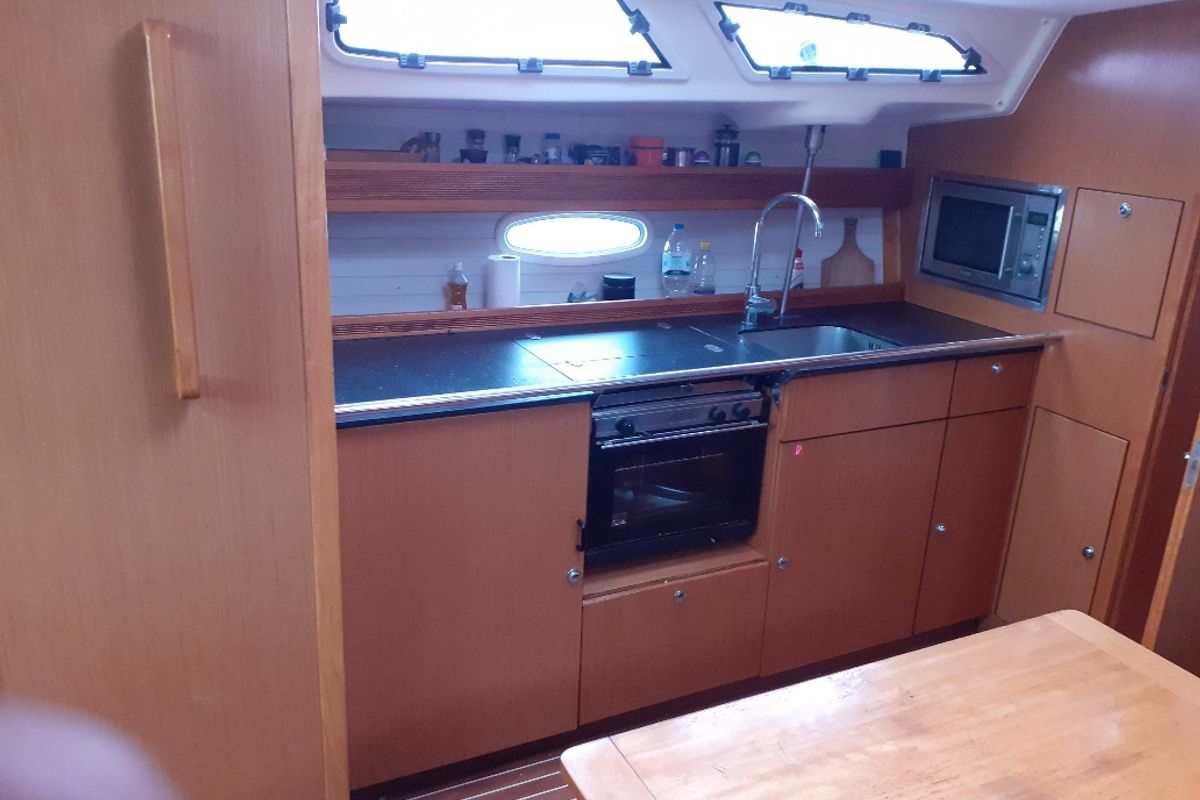 Galley of Beta , a Bavaria 43 Cruiser sailboat at Municipal Unit of Lefkada, Greece