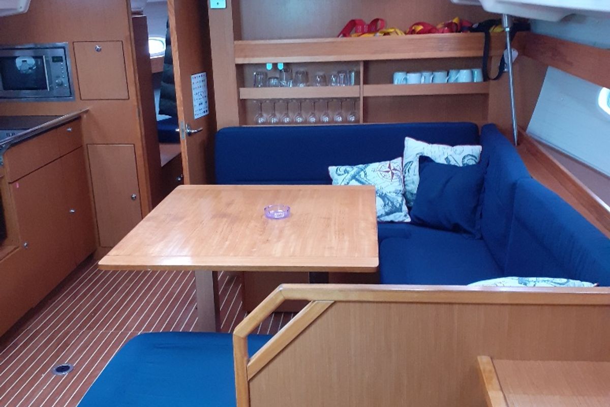 Salon of Beta , a Bavaria 43 Cruiser sailboat at Municipal Unit of Lefkada, Greece