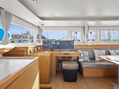 Cockpit of MAJESTIC, a Lagoon 450 catamaran at Grad Šibenik, Croatia