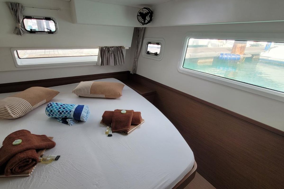 Cabin on Best Q, a Lagoon 42 catamaran at Seychelles, Mahe, Seychelles
