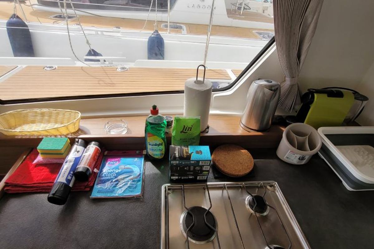 Galley of Best Q, a Lagoon 42 catamaran at Seychelles, Mahe, Seychelles
