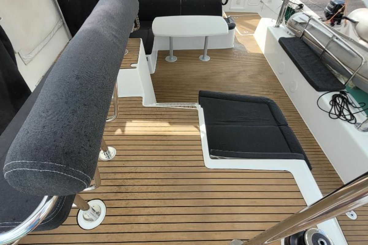 Deck of Best Q, a Lagoon 42 catamaran at Seychelles, Mahe, Seychelles