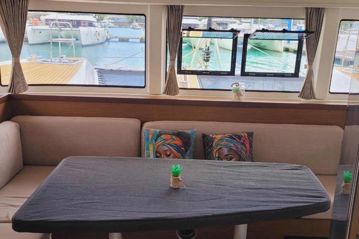 Salon of Best Q, a Lagoon 42 catamaran at Seychelles, Mahe, Seychelles