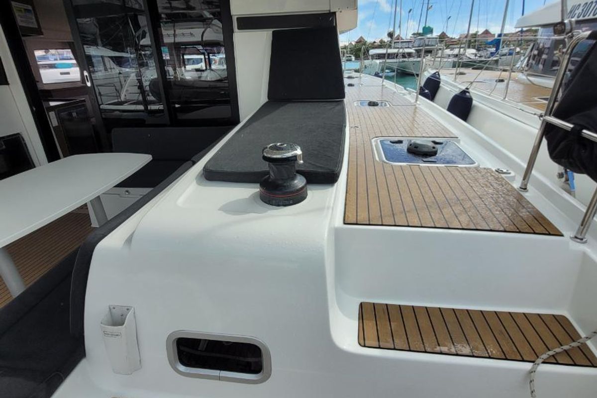 Deck of Best Q, a Lagoon 42 catamaran at Seychelles, Mahe, Seychelles