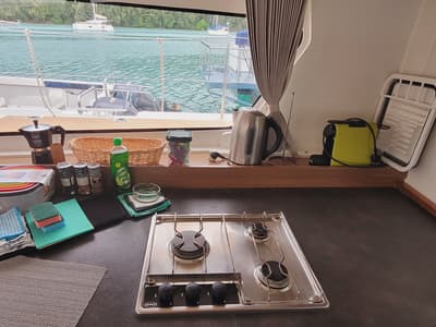 Galley of Best Q, a Lagoon 42 catamaran at Seychelles, Mahe, Seychelles
