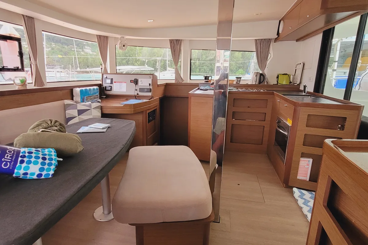 Salon of Best Q, a Lagoon 42 catamaran at Seychelles, Mahe, Seychelles