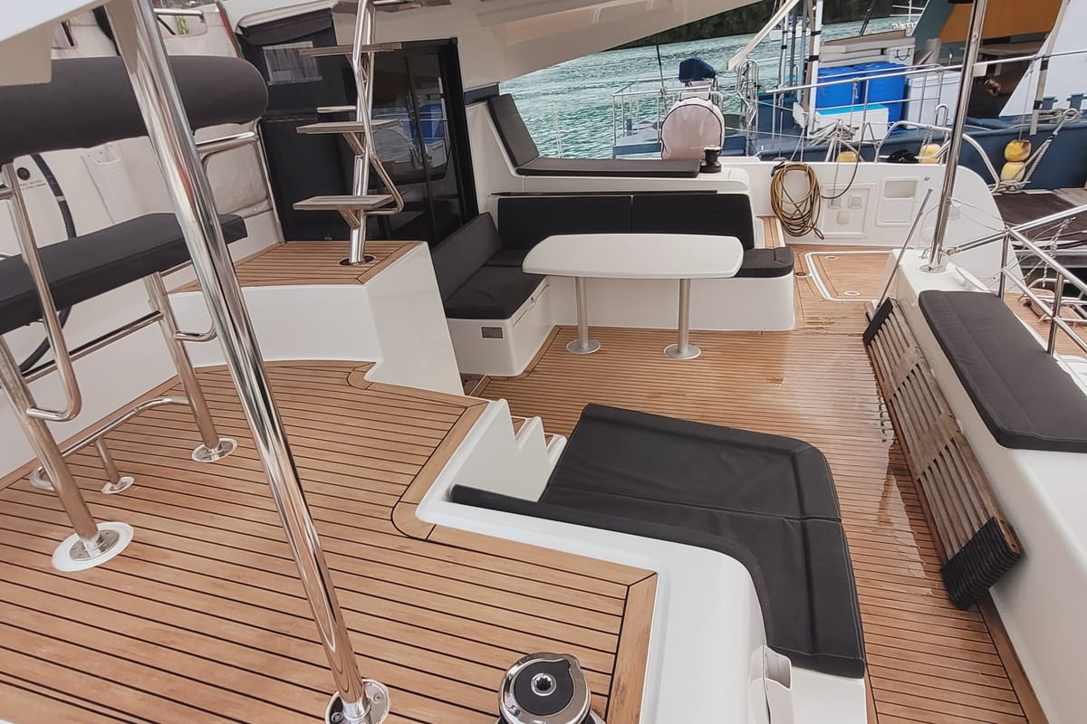 Deck of Best Q, a Lagoon 42 catamaran at Seychelles, Mahe, Seychelles