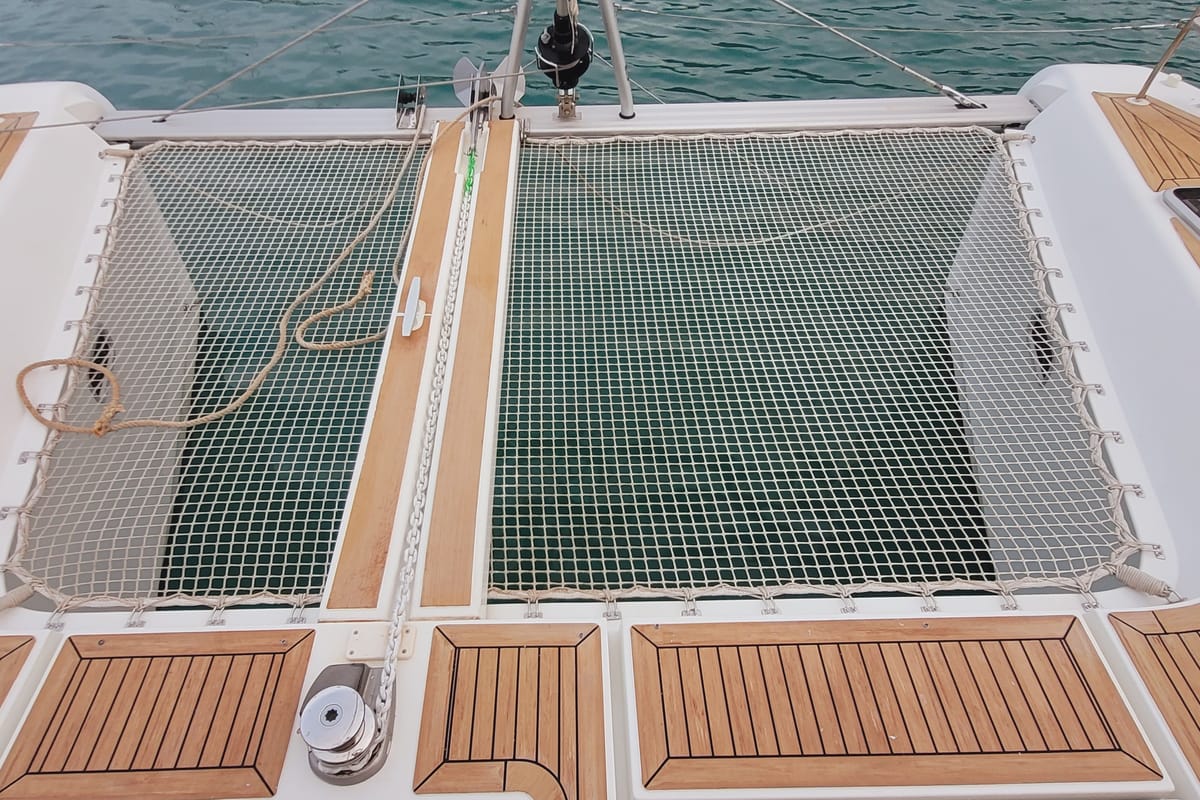 Deck of Best Q, a Lagoon 42 catamaran at Seychelles, Mahe, Seychelles