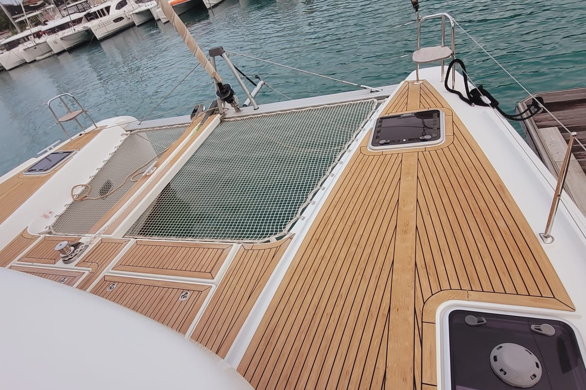 Deck of Best Q, a Lagoon 42 catamaran at Seychelles, Mahe, Seychelles