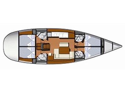 Floor plan of Lito, a Jeanneau Sun Odyssey 49 sailboat at Keramoti, Greece