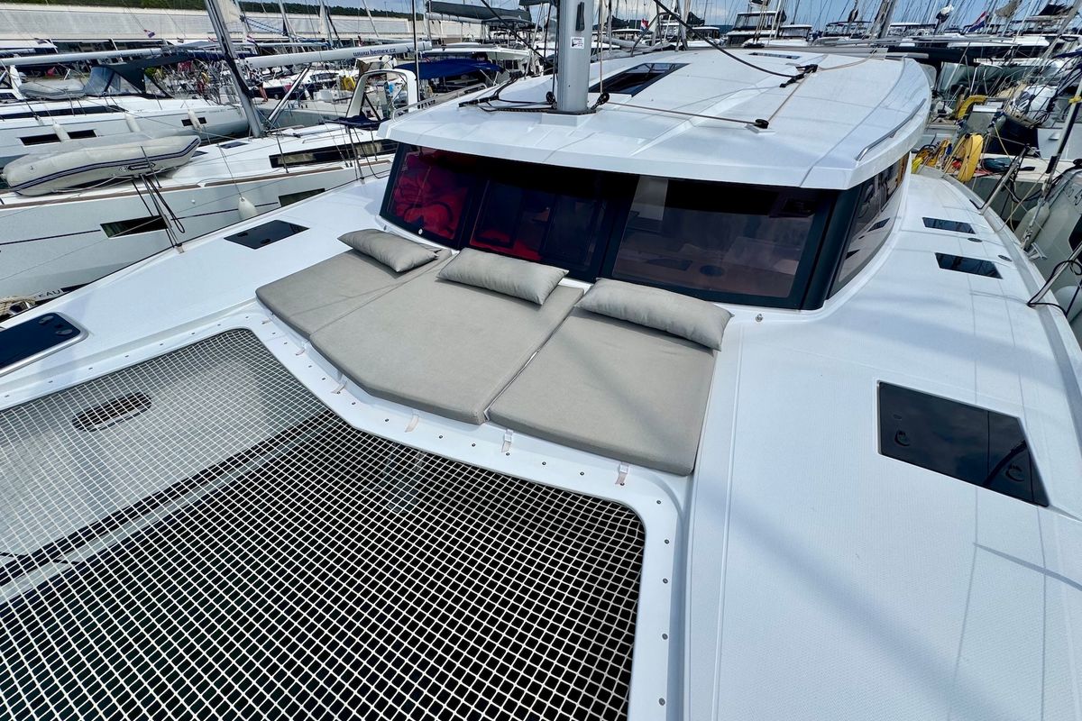 Deck of Bonita, a Fountaine Pajot Isla 40 catamaran at Općina Sukošan, Croatia