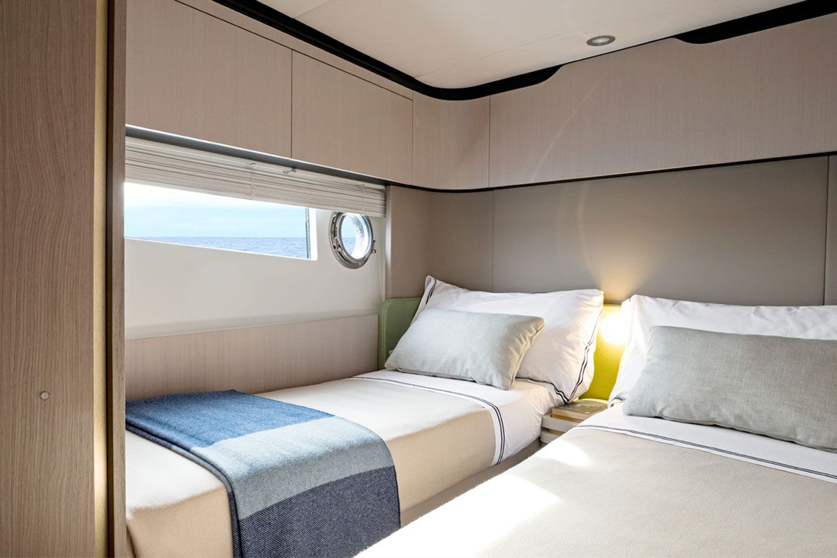 Cabin on ALUMINIA, a Azimut 60 motorboat at Grad Kaštela, Croatia