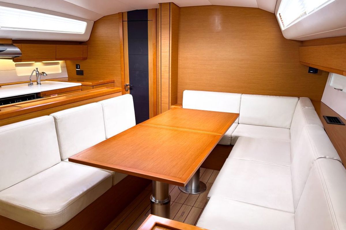 Salon of Paradise Found, a Jeanneau 54 sailboat at Ribishi, Saint Vincent and the Grenadines