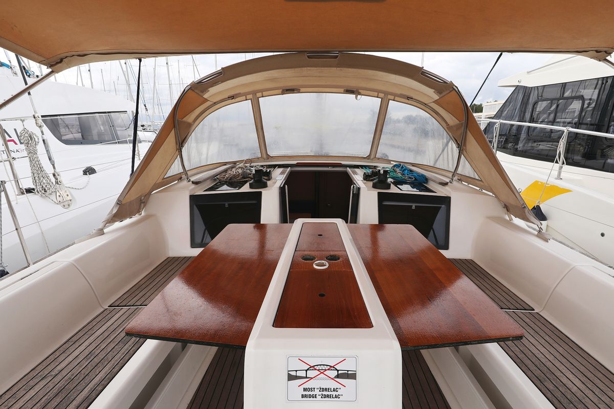 Deck of Family Office, a Dufour 412 GL sailboat at Općina Sukošan, Croatia