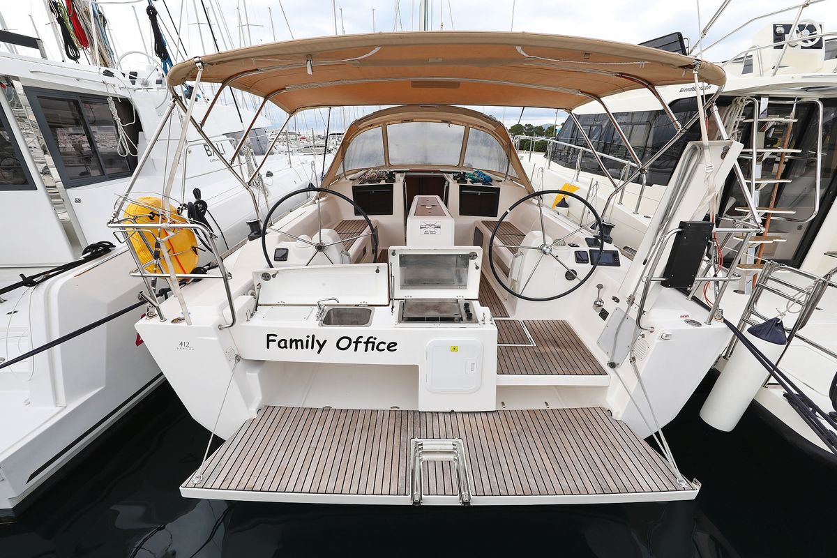 Exterior view of Family Office, a Dufour 412 GL sailboat at Općina Sukošan, Croatia