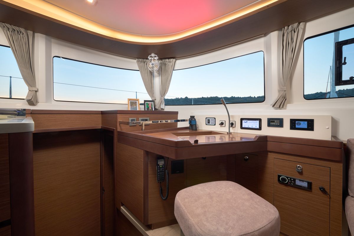 Cockpit of LUNA, a Lagoon 46 catamaran at Grad Trogir, Croatia
