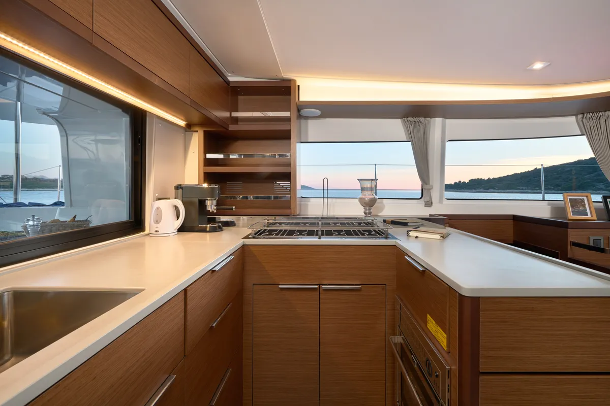 Galley of LUNA, a Lagoon 46 catamaran at Grad Trogir, Croatia
