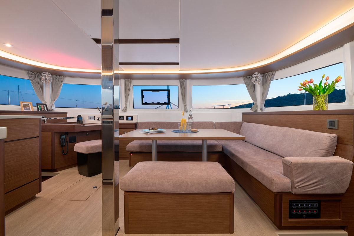 Salon of LUNA, a Lagoon 46 catamaran at Grad Trogir, Croatia