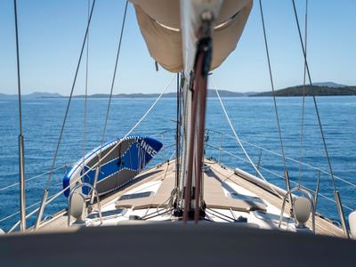 Deck of Honey Ryder, a Jeanneau 54 sailboat at Athens, Greece