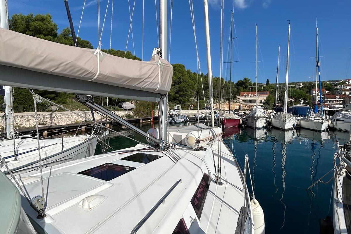 Cockpit of Mara, a Hanse Yachts Hanse 400 sailboat at Seget Donji, Croatia