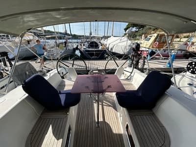 Cockpit of Mara, a Hanse Yachts Hanse 400 sailboat at Seget Donji, Croatia