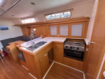 Galley of Mara, a Hanse Yachts Hanse 400 sailboat at Seget Donji, Croatia
