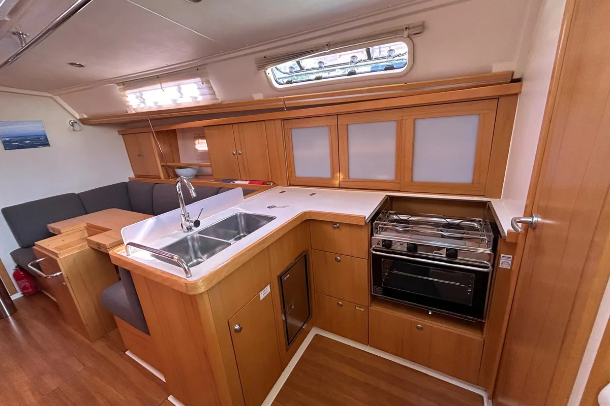 Galley of Mara, a Hanse Yachts Hanse 400 sailboat at Seget Donji, Croatia