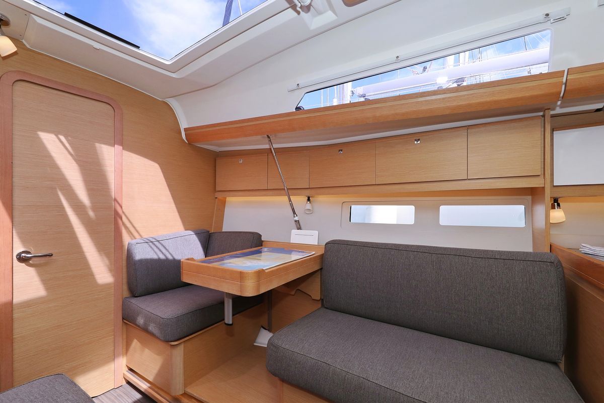Salon of Themisto, a Dufour 412 GL sailboat at Grad Biograd na Moru, Croatia