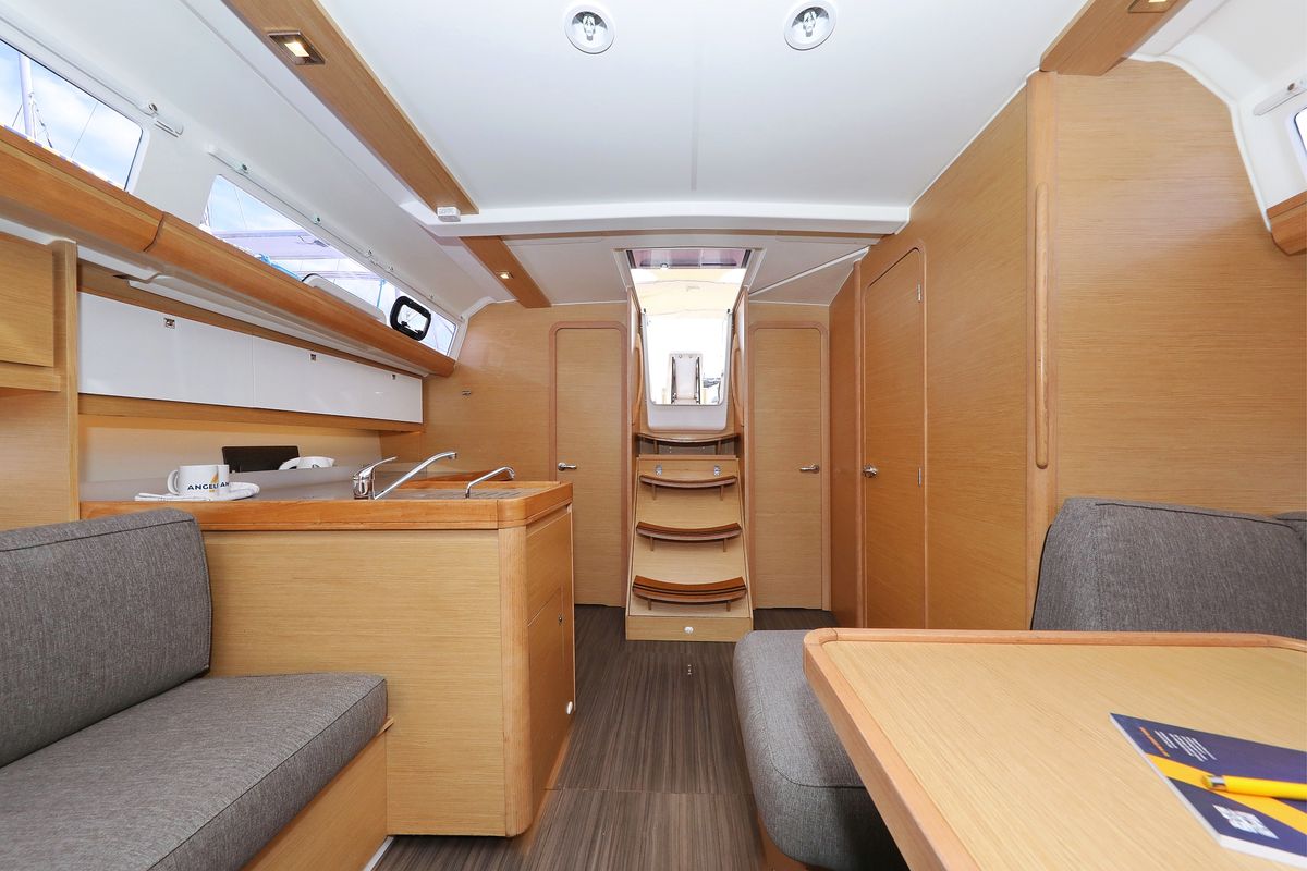 Salon of Themisto, a Dufour 412 GL sailboat at Grad Biograd na Moru, Croatia